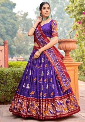 Multicolor Embroidered Blended Lehenga Set
