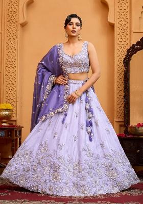 Lavender Emboridered Tissue Lehenga Choli