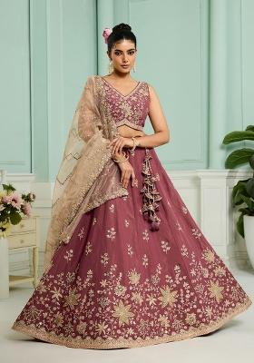 Rosegold Emboridered Georgette Lehenga Choli