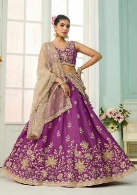 Burgundy Emboridered Georgette Lehenga Choli