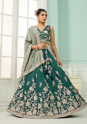 Green Emboridered Silk Lehenga Choli