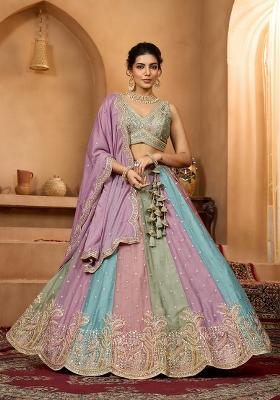 Lavender Emboridered Georgette Lehenga Choli
