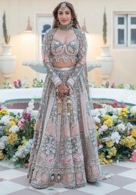 Multicolor Embroidered Silk Lehenga Set