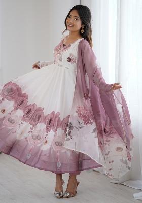 White Embroidered Silk Gwon Set