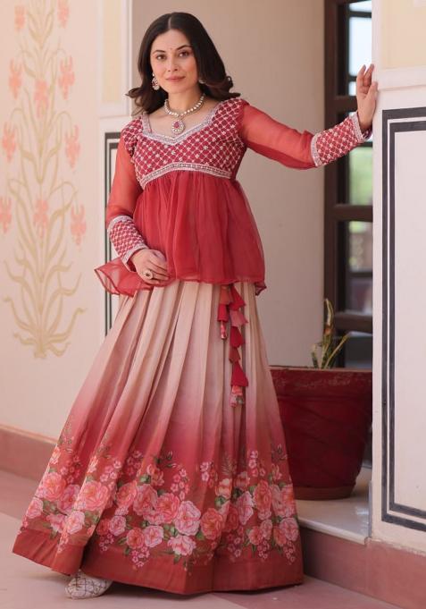 Gajri Embroidered Cosmos Lehenga Set