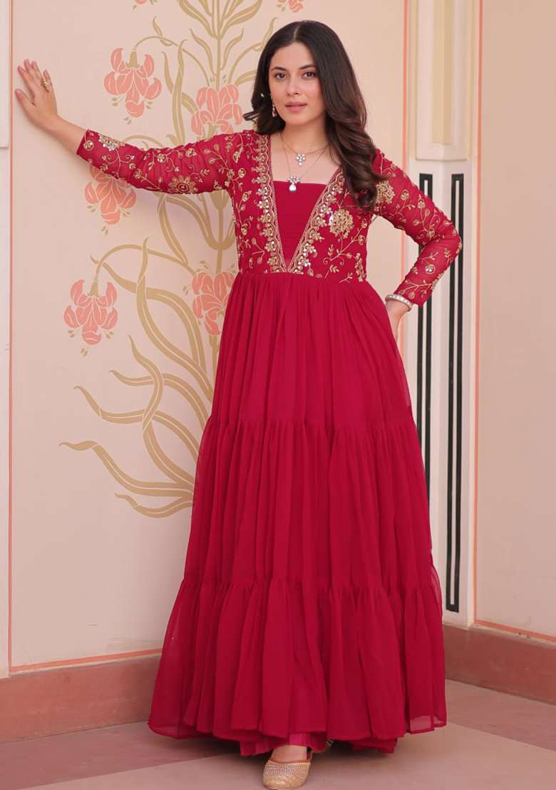 Rani Embroidered Faux Blooming Gwon Set - Indya