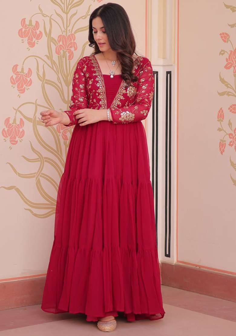 Rani Embroidered Faux Blooming Gwon Set - Indya