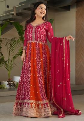 Pink Embroidered Faux Blooming Gwon Set