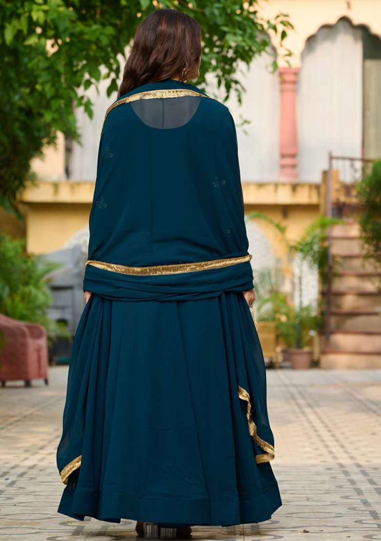 Rama Embroidered Faux Blooming Gwon Set - Indya