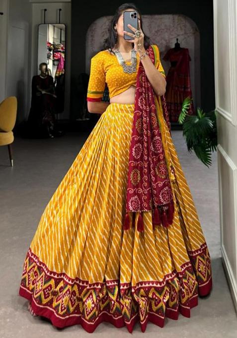 Multicolor Embroidered Silk Lehenga Set
