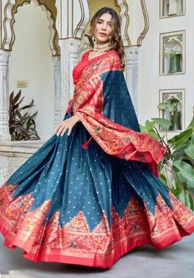 Multicolor Embroidered Silk Blend Lehenga Set