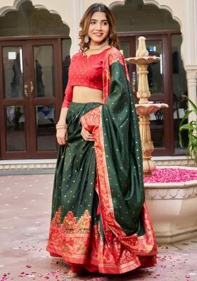 Multicolor Embroidered Silk Blend Lehenga Set