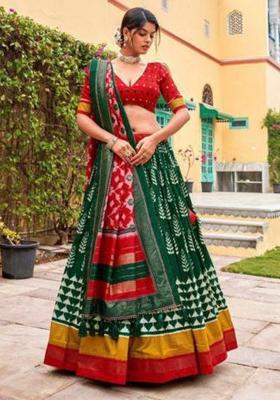 Multicolor Embroidered Silk Blend Lehenga Set