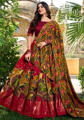 Multicolor Embroidered Silk Blend Lehenga Set