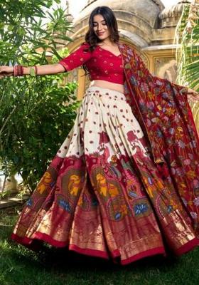 Multicolor Embroidered Silk Blend Lehenga Set