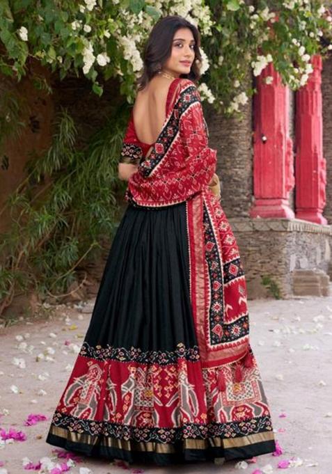 Multicolor Embroidered Silk Lehenga Set