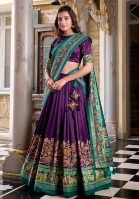 Multicolor Embroidered Silk Blend Lehenga Set
