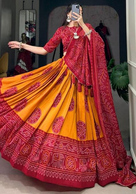 Multicolor Embroidered Silk Lehenga Set