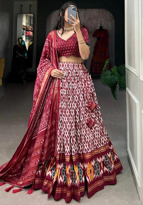 Multicolor Embroidered Silk Lehenga Set