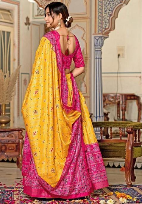 Multicolor Embroidered Silk Lehenga Set