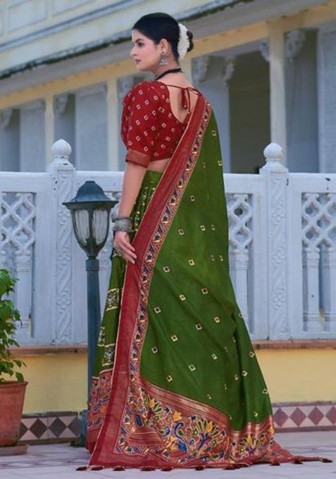 Multicolor Embroidered Silk Lehenga Set