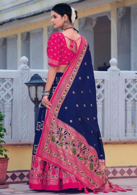 Multicolor Embroidered Silk Lehenga Set