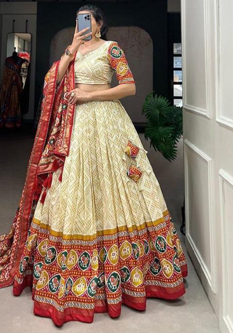 Multicolor Embroidered Silk Lehenga Set