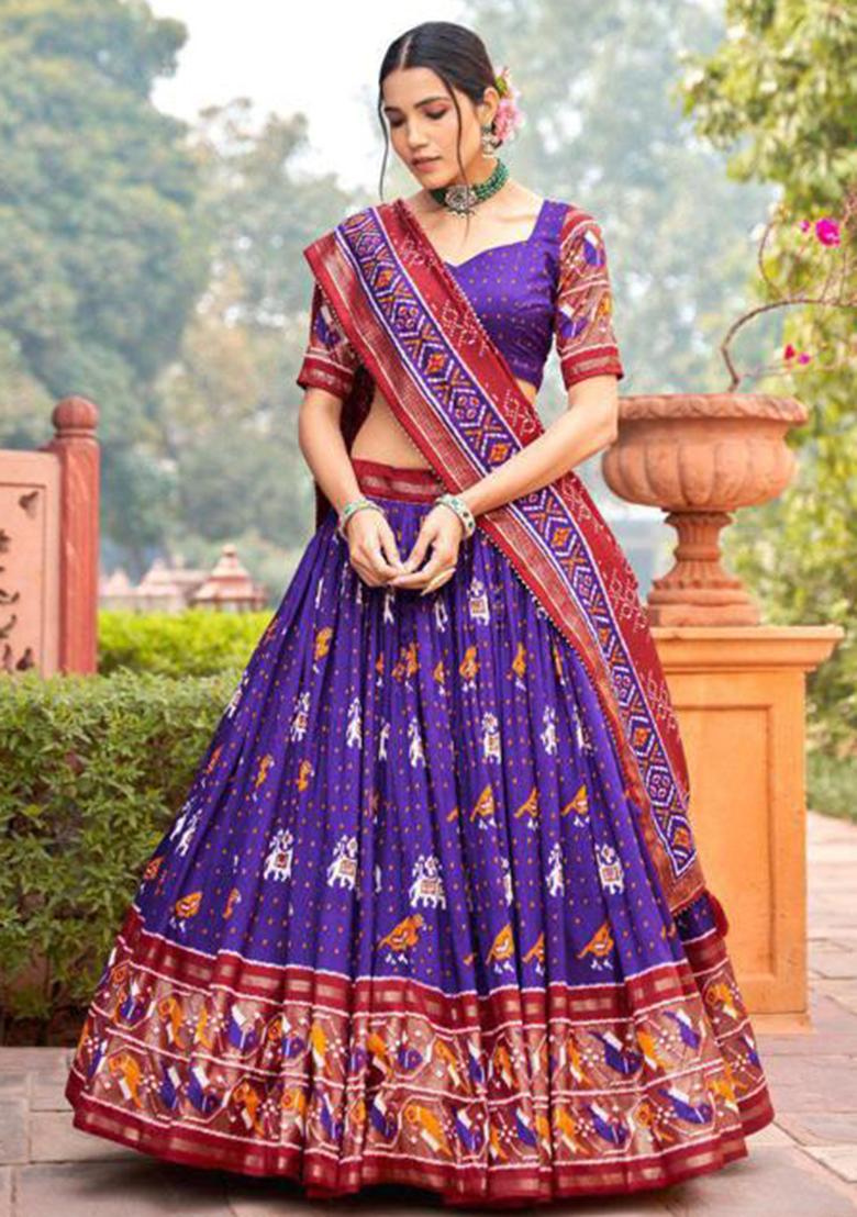 Multicolor Embroidered Silk Lehenga Set