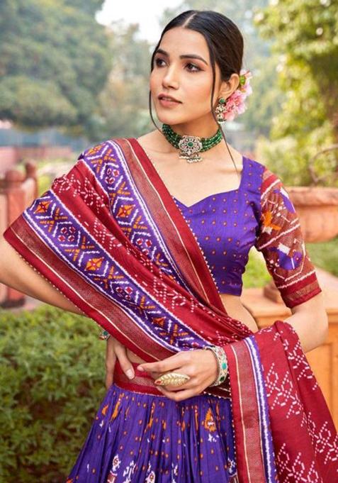 Multicolor Embroidered Silk Lehenga Set