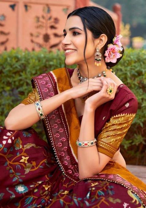 Multicolor Embroidered Silk Lehenga Set