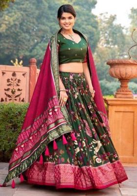 Multicolor Embroidered Silk Lehenga Set