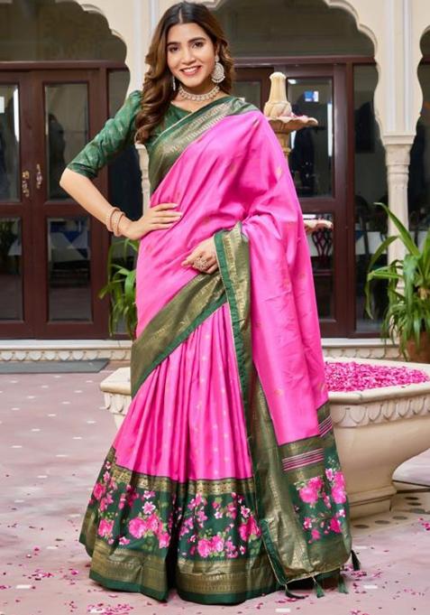 Multicolor Embroidered Silk Lehenga Set