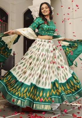 Multicolor Embroidered Silk Lehenga Set