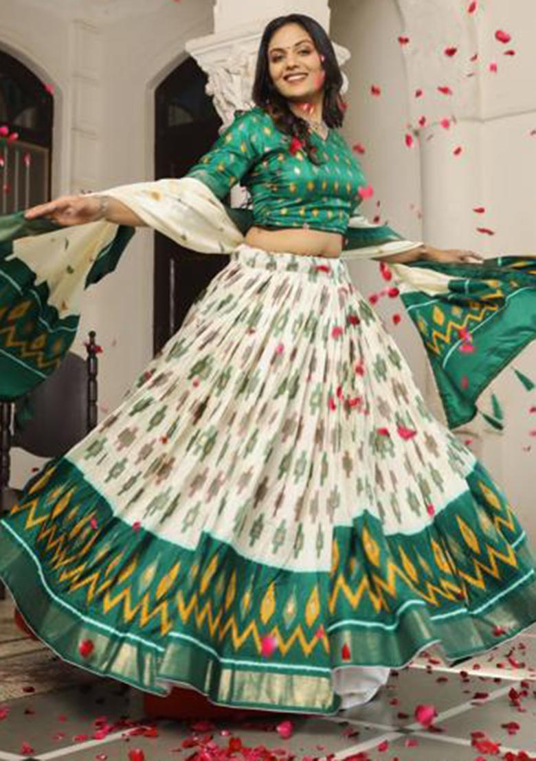 Multicolor Embroidered Silk Lehenga Set