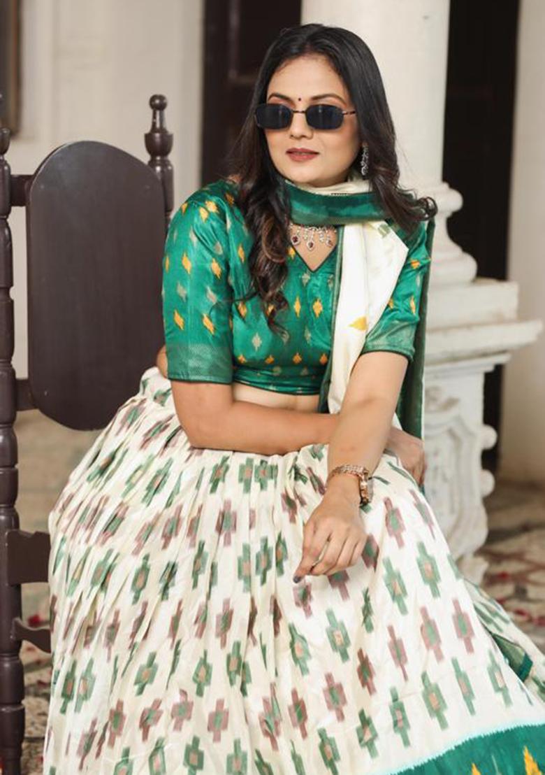 Multicolor Embroidered Silk Lehenga Set