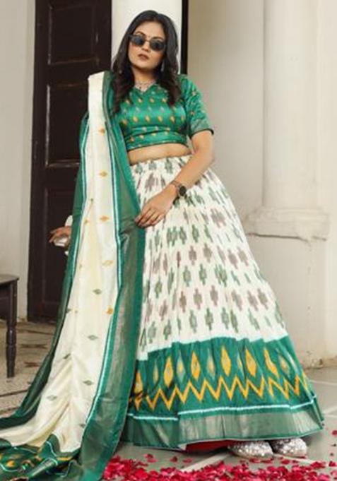 Multicolor Embroidered Silk Lehenga Set