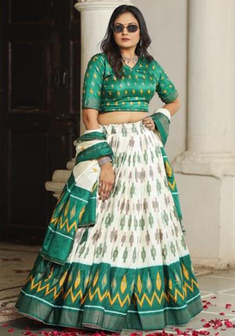 Multicolor Embroidered Silk Lehenga Set
