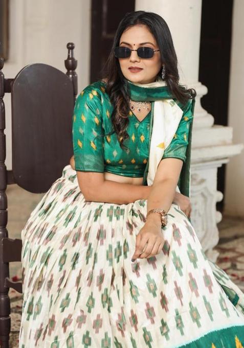 Multicolor Embroidered Silk Lehenga Set