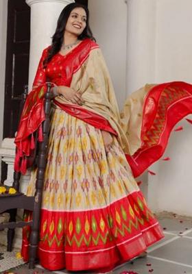 Multicolor Embroidered Silk Lehenga Set