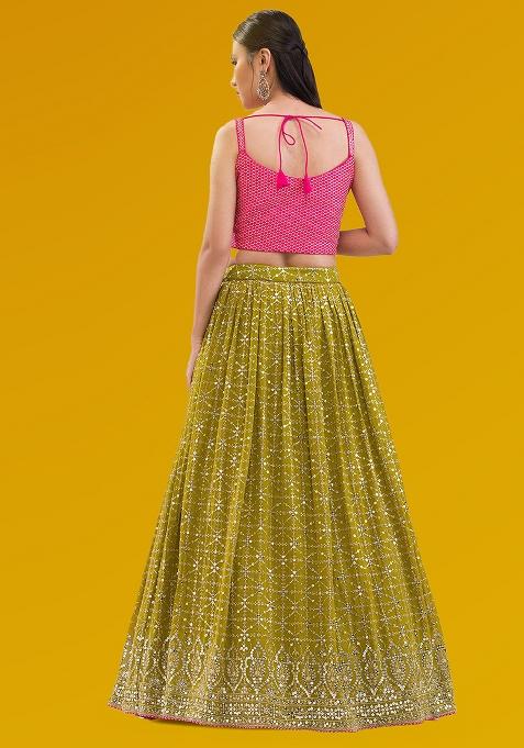 Yellow Embroidered Georgette Lehenga Choli