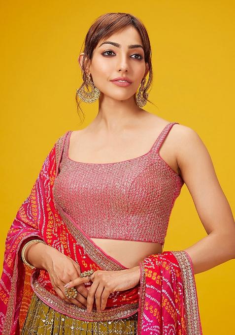 Yellow Embroidered Georgette Lehenga Choli