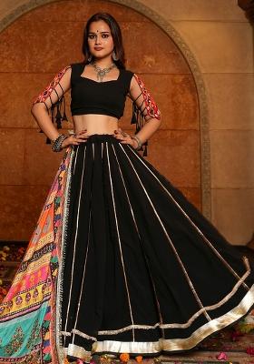 Black Embroidered Georgette Lehenga Choli