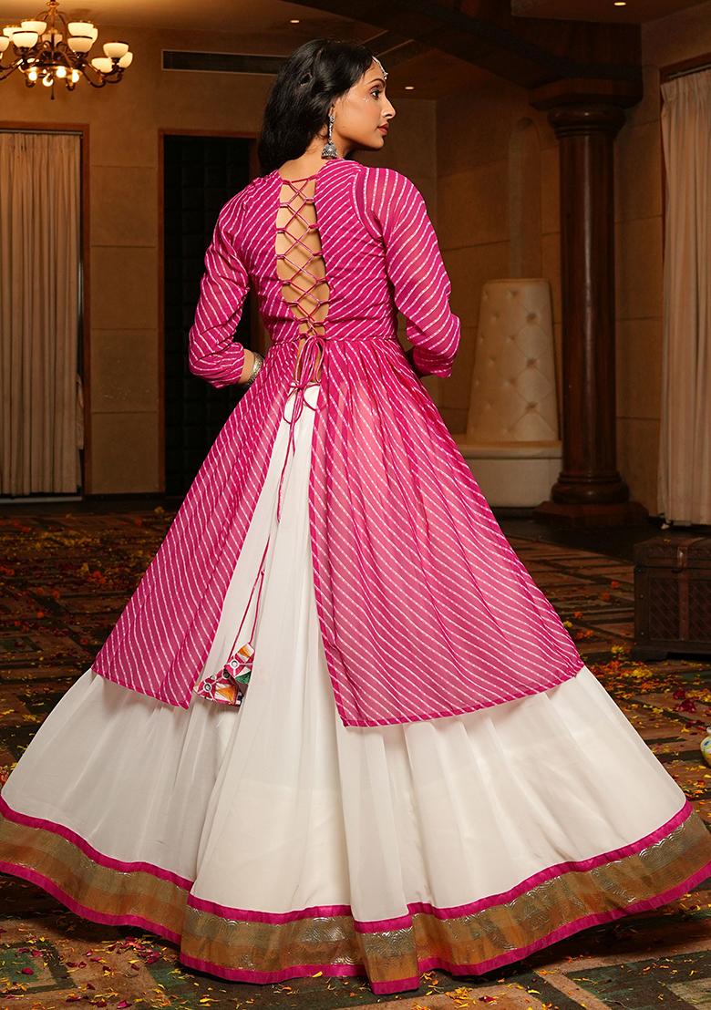 White Embroidered Georgette Lehenga Choli