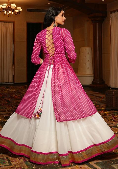 White Embroidered Georgette Lehenga Choli