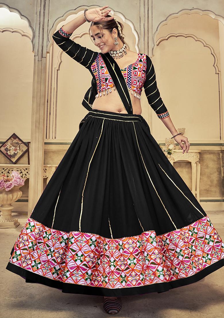 Black Embroidered Georgette Lehenga Choli