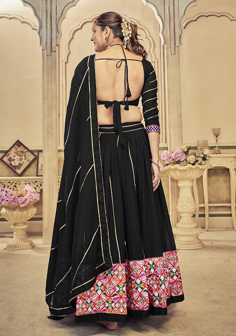 Black Embroidered Georgette Lehenga Choli