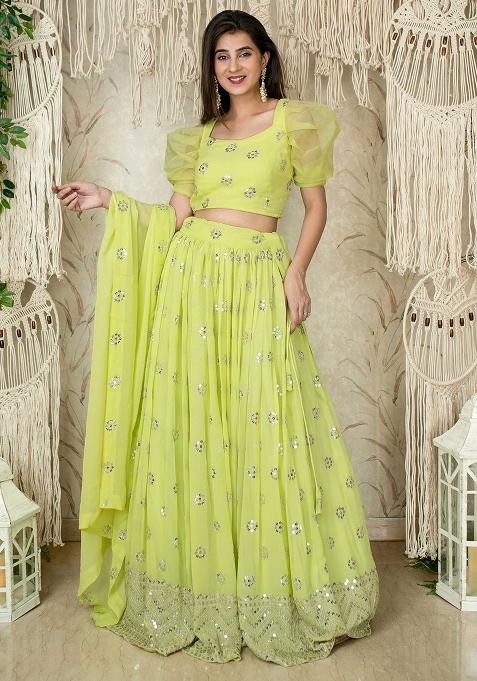 Multi Embroidered Georgette Lehenga Choli