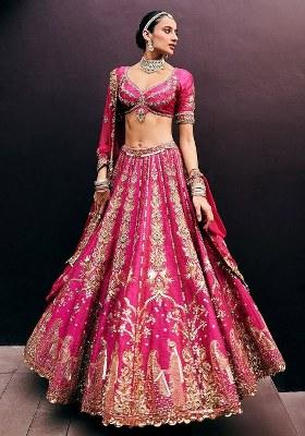 Pink Sequins Work Silk Lehenga Choli