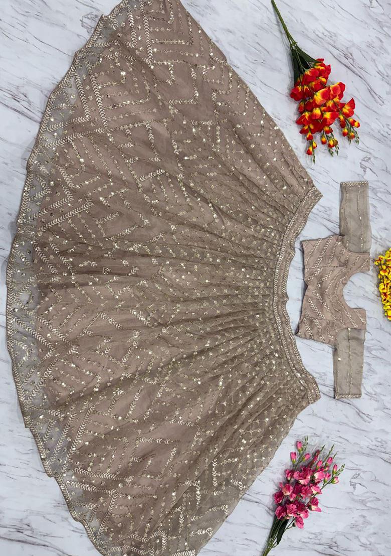Grey Sequins Work Silk Lehenga Choli