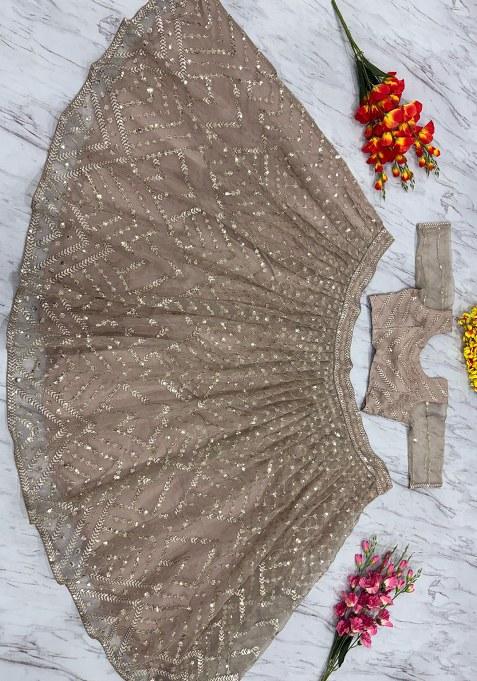 Grey Sequins Work Silk Lehenga Choli